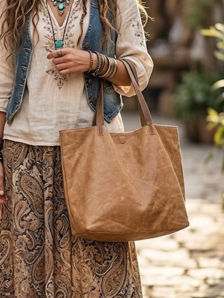 Cadine Traveller Leather Tote Bag - Versatile Everyday Shoulder Bag